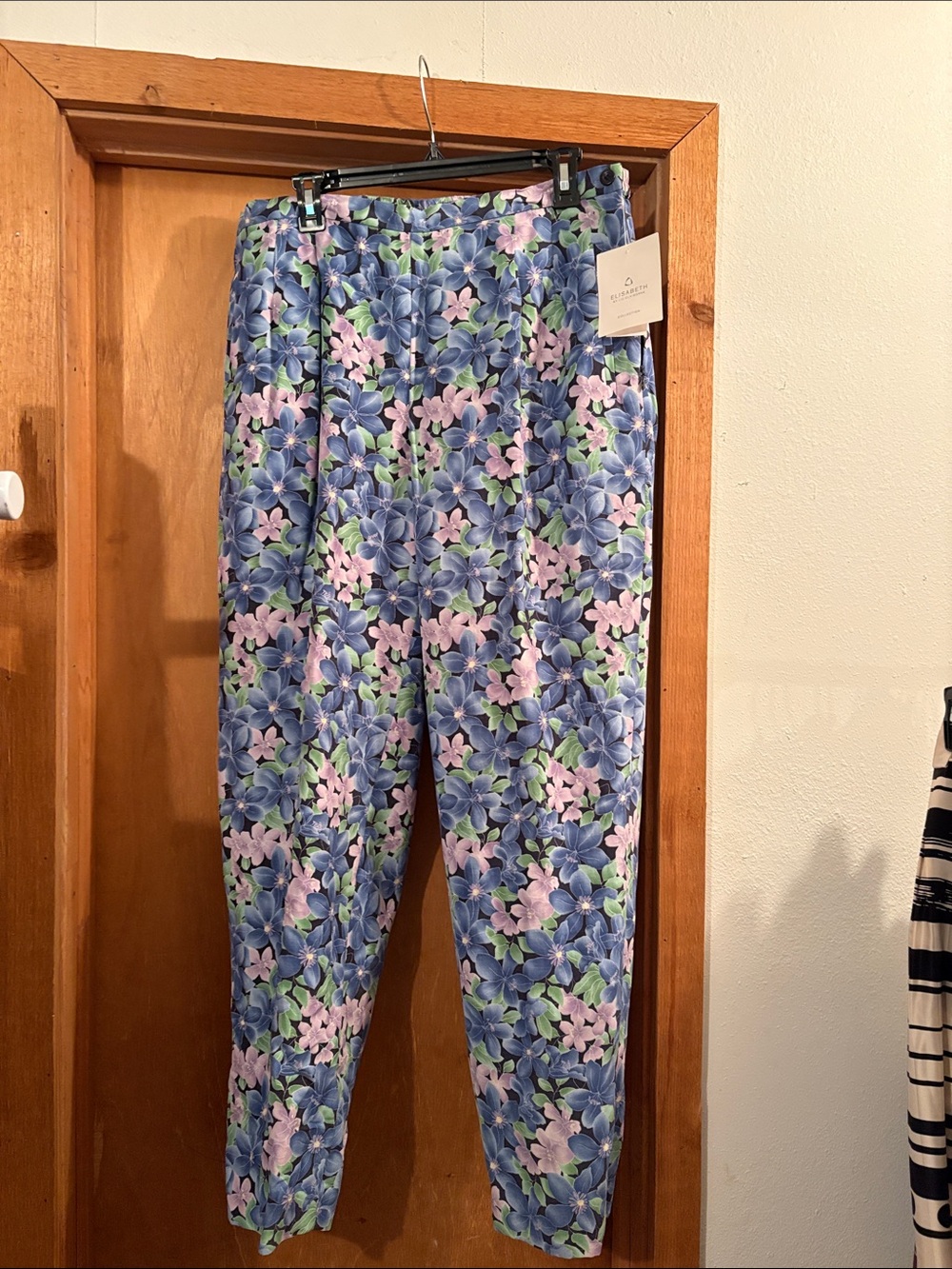 Wide Leg Floral Pants in Blue & Pink